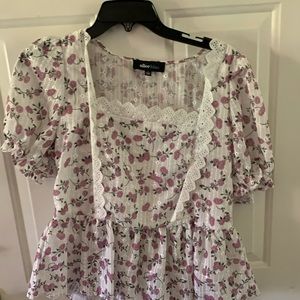 Purple and white eyelet shirt